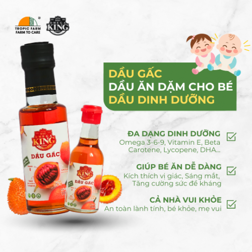 Dầu Gấc Omega King Kiddy - Dầu ăn dặm cho bé - Chai 100ml/60ml
