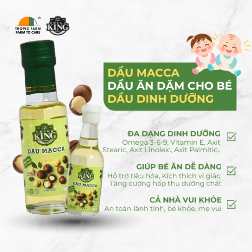 Dầu Macca Omega King Kiddy - Dầu ăn dặm cho bé - Chai 100ml/60ml